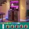 imageYITAHOME Wine Bar Cabinet LED Farmhouse Liquor Cabinet Coffee Bar with Adjustable Shelves 65 Inch Buffet Kitchen Storage Cabinet for Dinning Room Kitchen Living Room Dark Rustic Oak