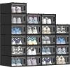 imageYITAHOME XL Stackable Storage Boxes 18 PCS Organizers and Drawers for Shoes  Black XLarge SizeFits All ShoesBlack