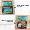 imageYTAHOME W Shape 40 Gallon Fish Tank Stand 500lbs Capacity for Metal Aquarium Stand 362quot Lx183 Wx 293quot H DoubleLayer Storage Design Reptile Breeder Turtle Terrarium Stand for Home OfficeBlack