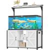 imageYTAHOME W Shape 40 Gallon Fish Tank Stand 500lbs Capacity for Metal Aquarium Stand 362quot Lx183 Wx 293quot H DoubleLayer Storage Design Reptile Breeder Turtle Terrarium Stand for Home OfficeWHITE