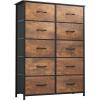 imageYITAHOME 10Drawer Dresser Fabric Storage Tower Tall Dresser for Living Room Hallway Closets Sturdy Steel Frame Wooden Top Easy Pull Fabric BinsAgraphite
