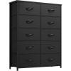 imageYITAHOME 10Drawer Dresser Fabric Storage Tower Tall Dresser for Living Room Hallway Closets Sturdy Steel Frame Wooden Top Easy Pull Fabric BinsBlack