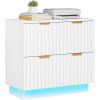 imageYITAHOME 2 Drawer File Cabinet with Led Light Modern Filing Cabinet Large Lateral File Cabinet for Home Office White