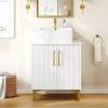 imageYITAHOME 24 Inch Bathroom Vanity with Vacuum Forming Freestanding Storage Cabinet Vanity with Engineered White Stone Countertop 2 Large Soft Closing Doors with Shelf Gold Handles ampamp Legs BlackWhite