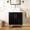 imageYITAHOME 24 Inch Bathroom Vanity with Vacuum Forming Freestanding Storage Cabinet Vanity with Engineered White Stone Countertop 2 Large Soft Closing Doors with Shelf Gold Handles ampamp Legs BlackBlack