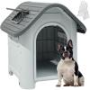 imageYITAHOME 268 Folding Large Dog House Outdoor Plastic Doghouse with Adjustable Skylight and Elevated Base Water Resistant Pet House for Small Dogs 268L224W26HGray 1Door