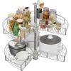 imageYITAHOME 28Inch Kidney Chrome Pie Cut 2Shelf Lazy Susan Corner Organizer for Kitchen Base Cabinet Blind Corner Storage with Telescoping Mount Silver28 inch