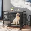 imageYITAHOME 32quot Dog Crate Furniture with Wheels Farmhouse Decorative Wood Dog Cage End Table ChewResistant Wooden Dog Kennel Indoor for Small Dogs Rustic BrownGrey