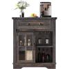 imageYITAHOME 32quot Sideboard Coffee Bar Cabinet Farmhouse Buffet Cabinet with Drawer ampamp Adjustable Storage Shelves Storage Cabinet with Sliding Barn Door for Living Room Dark Rustic Oak32W