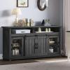 imageYITAHOME 32quot Sideboard Coffee Bar Cabinet Farmhouse Buffet Cabinet with Drawer ampamp Adjustable Storage Shelves Storage Cabinet with Sliding Barn Door for Living Room Dark Rustic Oak63W