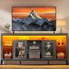 imageYITAHOME 335 Tall TV Stand for 75 inch TV LED Entertainment Center with Storage Black TV Stands for Living Room with Acrylic Doors ampamp Power Outlets Tall TV Console Cabinet WhiteGrey