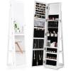 imageYITAHOME 360 Rotating Jewelry Cabinet Armoire 3in1 Jewelry Organizer Free Standing with Higher Full Length MirrorInside Makeup MirrorRear Storage Shelves White
