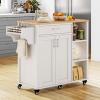 imageYITAHOME 37quot Rolling Kitchen Island Cart with Storage Butcher Block Island on Wheels Mobile Kitchen Storage Carts with Shelves ampamp Spice Rack WhiteWhite