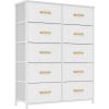 imageYITAHOME 4 Drawer Dresser  Fabric Cloth Dresser Dressers ampamp Chests of Drawers for Bedroom Living Room Hallway Closets  Sturdy Steel Frame Wooden Top ampamp Easy Pull Fabric BinsAntique White
