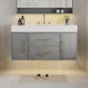 imageYITAHOME 40 Inch Floating Vanity with 2 Doors ampamp 2 Drawers Wall Mounted Bathroom Vanity with Quartz Stone Countertop ampamp Oak Veneer Big Space Storage for Modern Bathroom BlackGrey