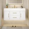 imageYITAHOME 40 Inch Floating Vanity with 2 Doors ampamp 2 Drawers Wall Mounted Bathroom Vanity with Quartz Stone Countertop ampamp Oak Veneer Big Space Storage for Modern Bathroom BlackWhite