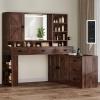 imageYITAHOME 48 Farmhouse Makeup Vanity Desk with Mirror and Lights 68 360 Rotation Big Modern Lighted Vanity Table with 6 Drawers ampamp Lots Shelves Rustic Large Dressing Table Antique BrownAntique Brown