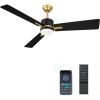 imageYITAHOME 48 Inch Black Gold Ceiling Fan with Light Remote and APP Control Modern Dimmable Fanlight for Indoor with Reversible Quiet Motor Stepless 3 Color Memory FunctionBlack Gold