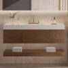 imageYITAHOME 48 Inch Floating Vanity with 3 Drawers Wall Mounted Bathroom Vanity with White Quartz Countertop ampamp Oak Veneer Big Space Storage for Modern Bathroom BlackWalnut