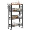 imageYITAHOME 4Tier Slim Kitchen Storage Cart Rolling Spice Rack Next to Fridge 73 Inch Deep Kitchen Trolley with Wheels Wood Tabletop ampamp Wire Mesh Baskets Mobile Narrow Shelf BlackBlack