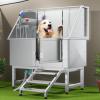 imageYITAHOME 50in Dog Grooming Tub Bathtub for Home 304 Stainless Steel Professional Dog Bath Washing Station wLeft Ramp Faucet Floor Grate for Large Medium Small PetsRight Stairs