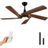 imageYITAHOME 52 Inch Ceiling Fan with Lights Remote Control Dimmable 3Color LED Ceiling Fan with 3 Solid Wood Blades Modern Style for Indoor with Reversible Quiet Motor WalnutWalnut 5 Blades