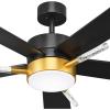 imageYITAHOME 52 Inch Ceiling Fans with Lights and Remote 5 Blades with Crystal Rod Design Modern Black Gold Ceiling Fan with Reversible Quiet Motor 3 Colors Stepless Dimming for Home Black Gold42 inch