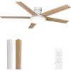 imageYITAHOME 52quot Low Profile Ceiling Fan with Light ampamp Remote 3660 CFM 3 CCT 4 Timer Modes 5 Reversible Dual Finish Blades Quiet DC Motor for Living Room Patio Matte Black ampamp WalnutWhite  Wood Grain