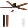 imageYITAHOME 52quot Low Profile Ceiling Fan with Light ampamp Remote 3660 CFM 3 CCT 4 Timer Modes 5 Reversible Dual Finish Blades Quiet DC Motor for Living Room Patio Matte Black ampamp WalnutMatte Black  Walnut