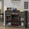 imageYITAHOME 53quot Wine Bar Cabinet for Liquor and Glasses Farmhouse Kitchen Sideboard Buffet Coffee Bar Cabinets with 3 Drawers and Glass Sliding Barn Door for Kitchen ampamp Living Room Dark Rustic OakDark Rustic Oak