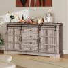 imageYITAHOME 59quot Farmhouse Buffet Cabinet with Storage Large Sideboard Cabinet wSliding Barn Doors and 4 Drawers for Living Room Wash GreyWash Grey