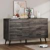 imageYITAHOME 6 Drawer DresserTV Stand for 55 Inch TVEntertainment CenterConsole Table with Black Metal Handles ampamp AntiTipping Device for Living RoomBedroom  Dark Rustic Oak16D x 475W x 315H 7 Drawers