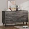 imageYITAHOME 6 Drawer DresserTV Stand for 55 Inch TVEntertainment CenterConsole Table with Black Metal Handles ampamp AntiTipping Device for Living RoomBedroom  Dark Rustic Oak157D x 31W x 472H 6 Drawers