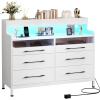 imageYITAHOME 6 Drawer Dressers Wood Dressers Chests of Drawers Modern Dresser with Open Shelf Storage for Room Entryway Hallway Dark Rustic OakWhite