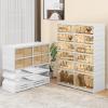 imageYITAHOME 6 Tiers24 Pairs Installation Free Shoe Storage Box for Closet Folding Shoe Cabinets with Magnetic Doors Collapsible Shoe Rack Sneaker Organizer for Entryway Living Room Bedroom Whitewith Boots Tiers
