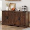 imageYITAHOME 62quot Farmhouse Buffet Cabinet with Storage Large Coffee Bar Cabinet Kitchen Sideboard with Adjustable Shelves for Living Room Entryway Kitchen Dark Walnut