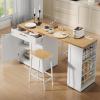 imageYITAHOME 67 inch Kitchen Island with Seating ampamp Extendable Dining Table Mobile Storage Islands with 2 Chairs Rolling Expandable Island with Power Outlet 3Tier Spice Rack LShaped Cart BlackWhite Oak