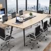 imageYITAHOME 6FT Conference Table with Power Outlets 708 Inches Boat Shaped Meeting Table with Rectangle Grommet Modern Seminar Table for Office Conference Room Boardroom Desk Light Wood Grain65FT
