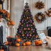 imageYITAHOME 6ft Prelit Halloween Hinged Christmas Tree with Remote Control Prelit Black Artificial Christmas Tree for Home Office Party Decoration with 820 Branch Tips and 250 Lights