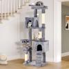 imageYITAHOME 708in Cat Tree Tower for Indoor Cats MultiLevel Cat Furniture with Scratching PostsCat Window Padded Plush PerchCozy BasketLadder for Kittens Pet Play House Light GrayGray