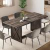 imageYITAHOME 708quot Large Farmhouse Dining Table for 6 to 8 People Rustic Style Wood Dinner Table Rectangular Dining Table for Kitchen Dining Room ampamp Living Room BrownGrey