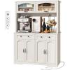 imageYITAHOME 71quot Kitchen Pantry Cabinet with Charging Station Tall Farmhouse Kitchen Hutch Cabinets with Microwave Stand and Storage Buffet Pantry Cupboard with Countertop for Dining Room WhiteWhite