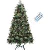 imageYITAHOME 75 FT Prelit Pink Flocked Christmas Tree PreLit Pink Spruce Artificial Christmas Tree with 1346 PVC Flocked Tips and 550 WarmWhite Lights for Home Office DecorationGreen With Predecorated Pine Cone