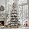 imageYITAHOME 75 FT Prelit Pink Flocked Christmas Tree PreLit Pink Spruce Artificial Christmas Tree with 1346 PVC Flocked Tips and 550 WarmWhite Lights for Home Office DecorationWhite With Pine Cones