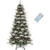 imageYITAHOME 75 FT Prelit Pink Flocked Christmas Tree PreLit Pink Spruce Artificial Christmas Tree with 1346 PVC Flocked Tips and 550 WarmWhite Lights for Home Office DecorationGreen With Partial Flocked
