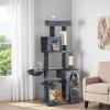 imageYITAHOME 75in Cat Tree Tower for Indoor Cats MultiLevel Cat Furniture with Scratching Posts Cat Caves Padded Perch Cozy Hammock Ladder and Plush Balls for Kittens Pet Play House Dark GrayDark Gray