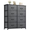 imageYITAHOME 8Drawer Fabric Dresser Furniture Storage Tower Cabinet Organizer for Bedroom Living Room Hallway Closet Sturdy Steel Frame Wooden Top EasytoPull Fabric Bins Rustic BrownAdark Grey