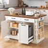 imageYITAHOME Americana Kitchen Island with Drop Leaf ampamp Power Outlet 476 inch Mobile Butcher Block Island Cart PullOut Trash Can Storage 3Tier Spice Rack White and WalnutOffwhite