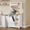 imageYITAHOME Bakers Rack Microwave Stand with Trash Can Storage Bin Cabinet and Power Outlet 6Tiers Farmhouse Kitchen Tall Thickened Coffee Bar Station with Adjustable Shelf Rustic OakWhite