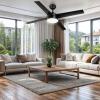 imageYITAHOME Black Ceiling Fans with Light and Remote 52 Inch Gold Dimmable Fanlight for Indoor 6 Modes with Stepless Color Temperature Memory FunctionBlack